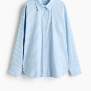 Women’s Light Blue oversized Striped Button Down Shirt NWOT